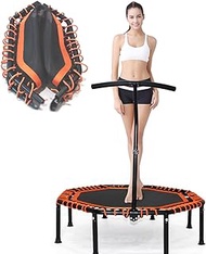 Exercise Trampoline, 48 Inch Adult Gym Commercial Hexagonal Stretch Rope Silent With Armrests Bouncer Fitness Equipment Kids Indoor Recreational Trampoline Aerobic Trainer Workout