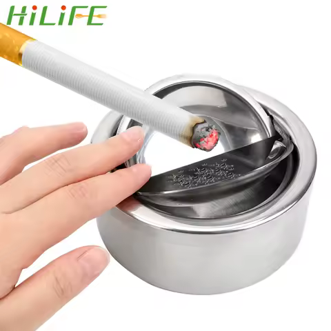 HILIFE Ash Storage Case Stainless Steel Cigarette Ashtray Round With Lid Smoking Accessories