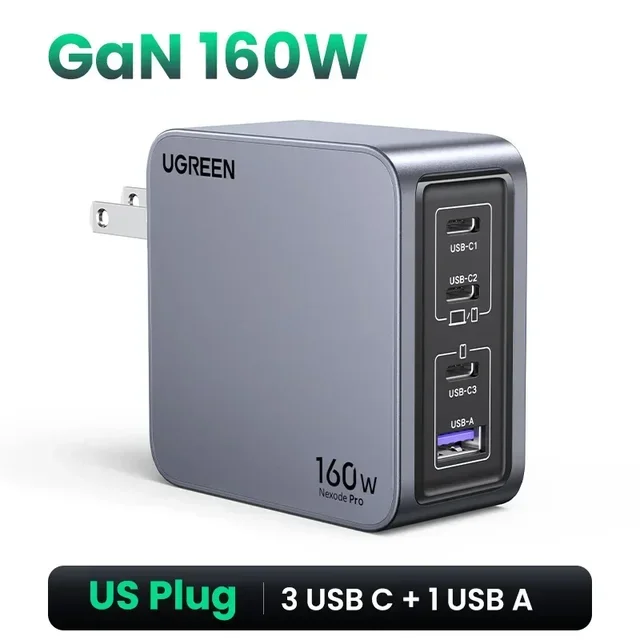 Ugreen 160W Nexode Pro GaN PD3.1 Type C QC4.0/3.0 ชาร์จเร็วสำหรับ MacBook Pro แล็ปท็อป USB ที่ชาร์จ 
