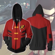 Batman Red Robin Cosplay 3D Printing Tim Drake Hoodie Pullover Sweatshirts Coat DC Halloween