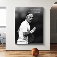 Famous Tennis Player Roger Federer Poster Wall Art Canvas Print on the Wall Motivating Quote Decorat
