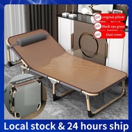Portable Folding Single Bed With Cool Rattan Mat 2-Fold Reinforced Bed Frame Easy Foldable Bed Folding Bed