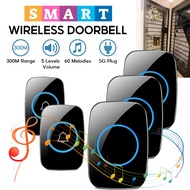 GLOVOSYNC Wireless Door Bell Waterproof Door Bell Kit Over 300m Range and 60 Melodies and LED Flash
