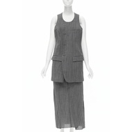 rare JUNYA WATANABE 1992 grey crinkled deconstructed tunic midi skirt set