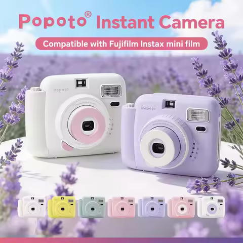 Popoto Instant Camera Compatible with Fujifilm Instax Mini Film Portable Instant Print Camera Birthd