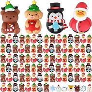 Christmas Mochi Squishy Animals Toys Christmas Rubber Ducks Bear Penguin Snowflake Elk Squishy Fidget Toy Stress Relief Toys Xmas Stockings Decor Christmas Party Favors Goody Bags Filler (96 Pcs)