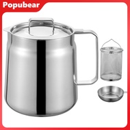 Stainless Steel Oil Filter Pot with Spout Handle Large Capacity Versatile Oil Filter Vessel Food-Gra