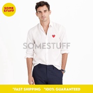 KEMEJA CDG PLAY WHITE and BLACK Men's Shirt FOR MEN FASHION MEN MAN SHIRT HEM FORMAL WHITE BLACK SOM