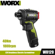 ไขควงไม่แปรงถ่านไฟฟ้า WU129 Worx 2ความเร็ว40นาโนเมตร12โวลต์1800รอบต่อนาที (ไม่รวมแบตเตอรี่และที่ชาร์