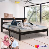 Eco Queen Size Fully Solid Wood Bed Frame/ Wooden Bedframe / Wooden Bed Bed / Adult Bedframe / Large Bed / Homestay Bed / Master Bedroom Bed / Katil Kayu