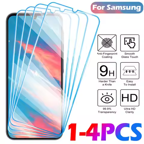 1-4 Pcs Tempered Glass For Samsung Galaxy A05 A15 A25 A35 A55 Screen Protective Film On Samsung F12 