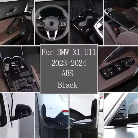 For BMW X1 U10 U11 2023-2024 ABS Black Interior Kit Steering Wheel Dashboard Console Gear Shift Pane