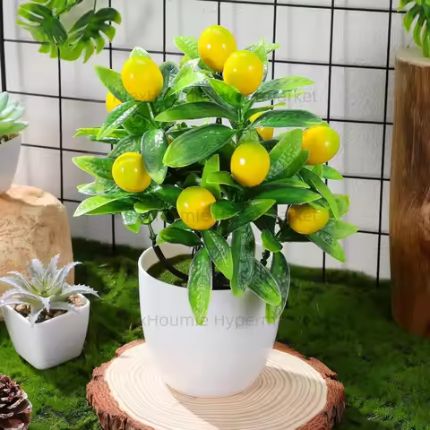 Artificial Lemon Tree Decor Fake Lemon Plants Artificial Lemon Tree Bonsai Fake Greenery Mini Lemon 