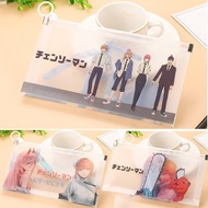 Anime Chainsaw Man Lovely Plastic Zipper Pencil Cases Denji Makima Aki Hayakawa Power Pochita Pen Bags School Supplies kids Stationery gift