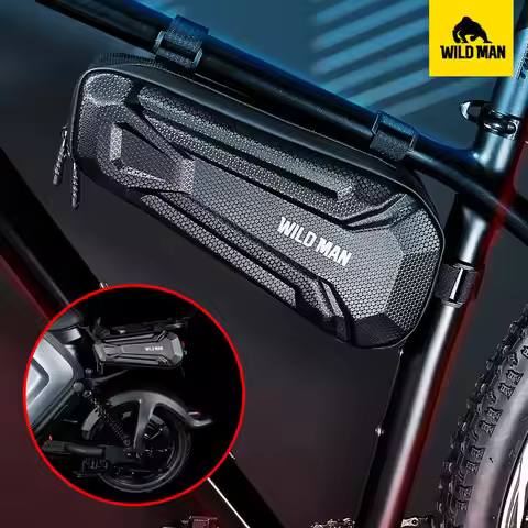 WILD MAN Bike Frame Bag Electric Motorcycle Side Pouch EVA Hard Shell Waterproof Triangle Top Tube C