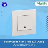 Schneider Double Switch Neon 2 Pole 20A 1 Gang - KB31D20NE_WE