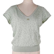 【日本直送】香奈兒 CHANEL COCO 標誌 針織衫 短袖 P43857K04517 嫘縈 粉彩色綠 女性【二手】