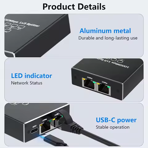 1 To 2/1 To 3/ 1 To 4 Ethernet Splitter 1000Mbps Gigabit Ethernet Splitter Internet Splitter for Cat