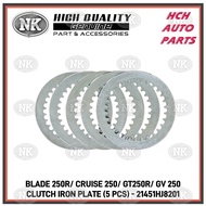 BLADE 250R/ CRUISE 250/ GT250R/ GV 250 - HYOSUNG/ NAZA -CLUTCH FRICTION (6 PCS) & IRON PLATE (5 PCS)