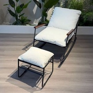 舒適休閒搖椅陽臺椅子單人可躺逍遙椅簡約懶人沙發椅【白色】