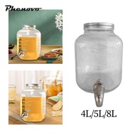 [Phenovo] Glass beverage dispenser, water dispenser, lemonade glass with lid, glass