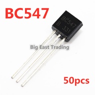 50pcs Brand new BC547 45V 0.1A in-line TO-92 low power transistor