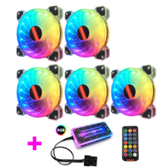 全城熱賣 - 酷月玉魄rgb風扇 12cm機箱風扇靜音幻彩發光臺式電腦靜音散熱風扇（5個玉魄RGB風扇+1套標準控制器）