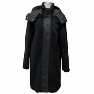 成色極佳★BURBERRY 8046581 羊毛羊絨混紡連帽大衣，飾有環形Logo和隱形門襟，黑色，38碼，正品，女款