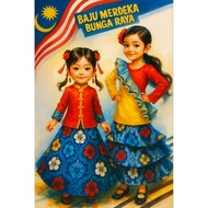 Baju Merdeka Budak Perempuan 2025 Baju Merdeka Kanak2 Songket Bunga Raya