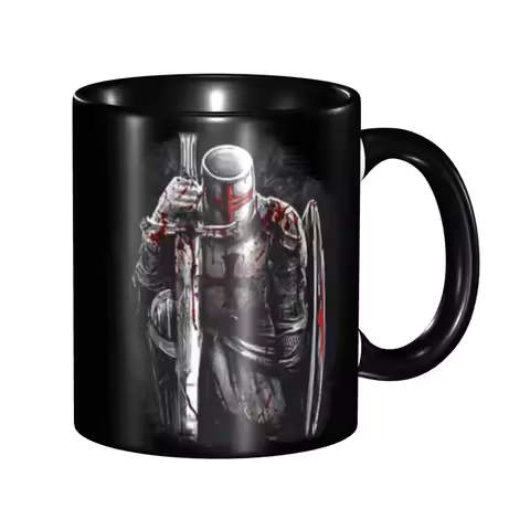Brave Rosary Crusader Warrior Coffee Mugs DIY Personalized Medieval Shield Cross Knights Templar Cer