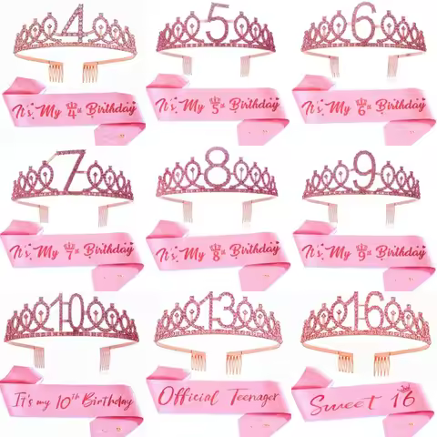Birthday Tiara Crown Sash Women Girls This Is My 4th 5th 6th 7Th 8Th 9Th 10Th 13th 16th Birthday Par