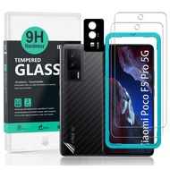 IBYWIND Tempered Glass Screen Protector For Xiaomi Poco F5 Pro 5G(2Pcs),1 Camera Lens Protector,1 Backing Carbon Fiber Film,Easy Install