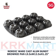 NORDIC WARE CAST ALUM BUNDT BROWNIE PAN L9.5xW13.5xH1.25"