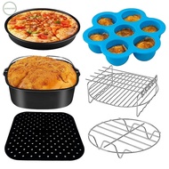 GORGEOUS~Essential Accessories for 5 8qt Air Fryers Cake Bucket Silicone Mat Skewers Rack