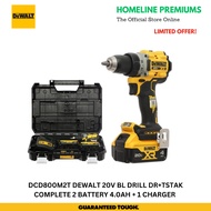 DEWALT DCD800M2T 20V DRILL DRIVER+TSTAK + 2 X 4.0AH BATTERY + CHARGER