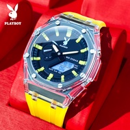 PLAYBOY Electronic Watch For Men Top Luxury Brand Waterproof Original Rubber Strap Sport Fashion Chronograph Alarm Dual Display Smart Watch