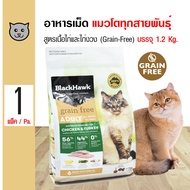 BlackHawk Cat อาหารแมว สูตรเนื้อไก่และไก่งวง Grain-Free สำหรับแมวโตทุกสายพันธุ์ (1.2 กิโลกรัม/ถุง)