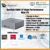 Beelink EQR6-LP High Performance Mini PC - AMD Ryzen 5 6600U / 24GB LPDDR5 RAM / 500GB SSD / Win11