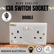 READY STOCK [SIRIM] 13A DOUBLE SWITCH SOCKET/13AMP 2 GANG  SWITCH SOCKET/13A DOUBLE SWITCH SOCKET / 