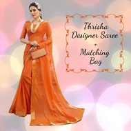 Deepavali Special Thrisha Designer Saree+Matching Clutch Bag/Indian Wear/ Diwali/Thrisha 26672