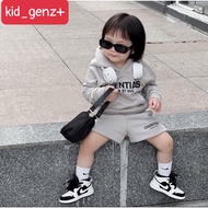 Essentials hoodie and shorts Set with embossed letters for babies, unisex children's clothing Set, K