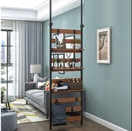 頂天立地升降多層置物架-玄關屏風可移動置地式收納架組合落地休閑衣帽書花架免釘