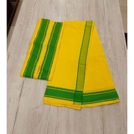 MEN'S TRADITIONAL COTTON YELLOW VESHTI WITH COLOURED BORDER (8x4)