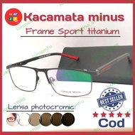 Kacamata Minus Bluechromic Photocromic Pria Original Frame Besi Sporty
