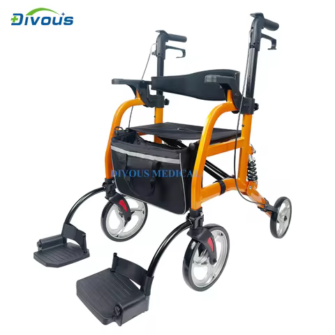 Aluminum Alloy Ultra light Disability Walking Aids Folding Walker Adult Rollator for Elderly