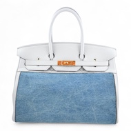 [Pre-owned] Hermes Birkin 35 Gris Pale TC x Denim GHW Stamp Square F