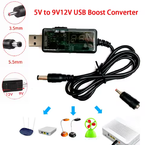 USB Boost Converter DC 5V to 9V 12V USB Step-up Converter Cable 3.5x1.35mm Connecter For Power Suppl