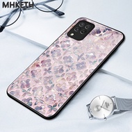 Case For Samsung A22 M22 A22 5G Four-Leaf Glass Flower Pattern Phone Hard Back Cover