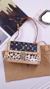 LV x 村上隆限定03年黑三彩马毛奶牛纹苏哈里手提包