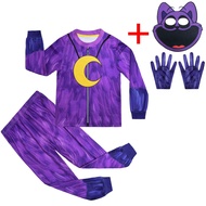 Ready Stock catnap Sleepy Cat Print Medium Large Children Suit Long Sleeve Two-Piece Suit+Mask+Glove